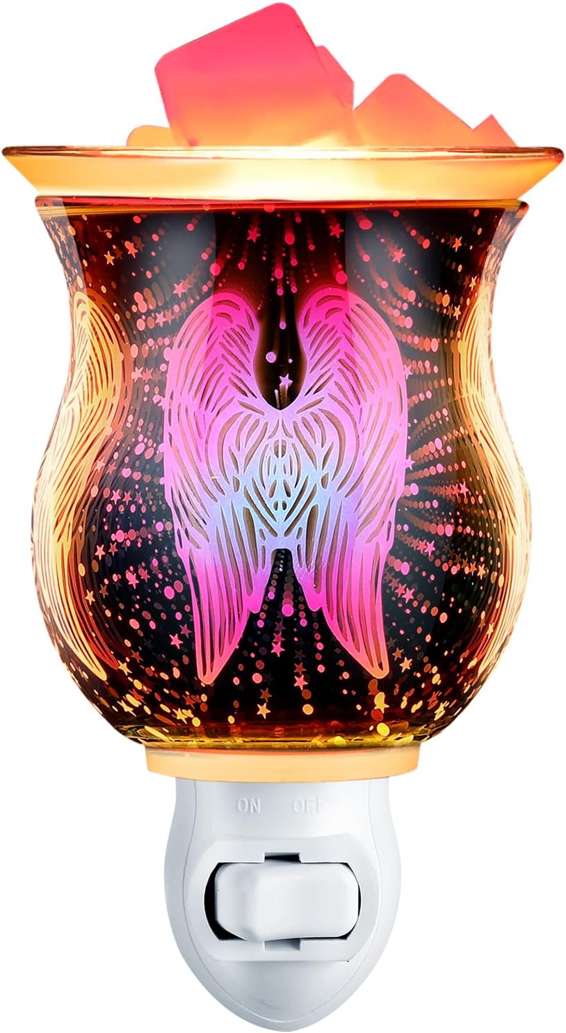 Angel Wing 3D Glass Wax Warmer with Night Light