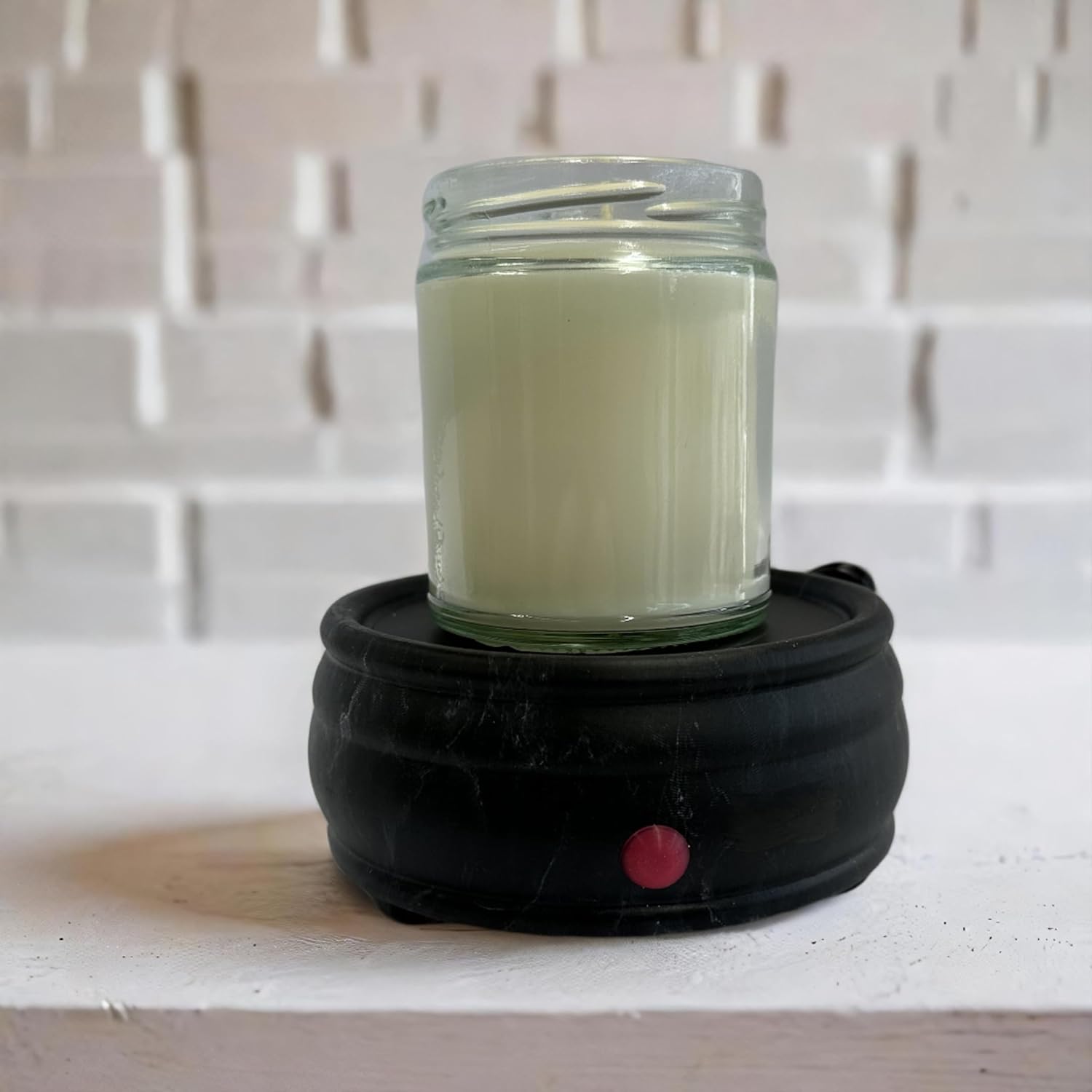 The Candle Daddy Electric Wax Melt and Candle Warmer - Jet Black Marble Ceramic