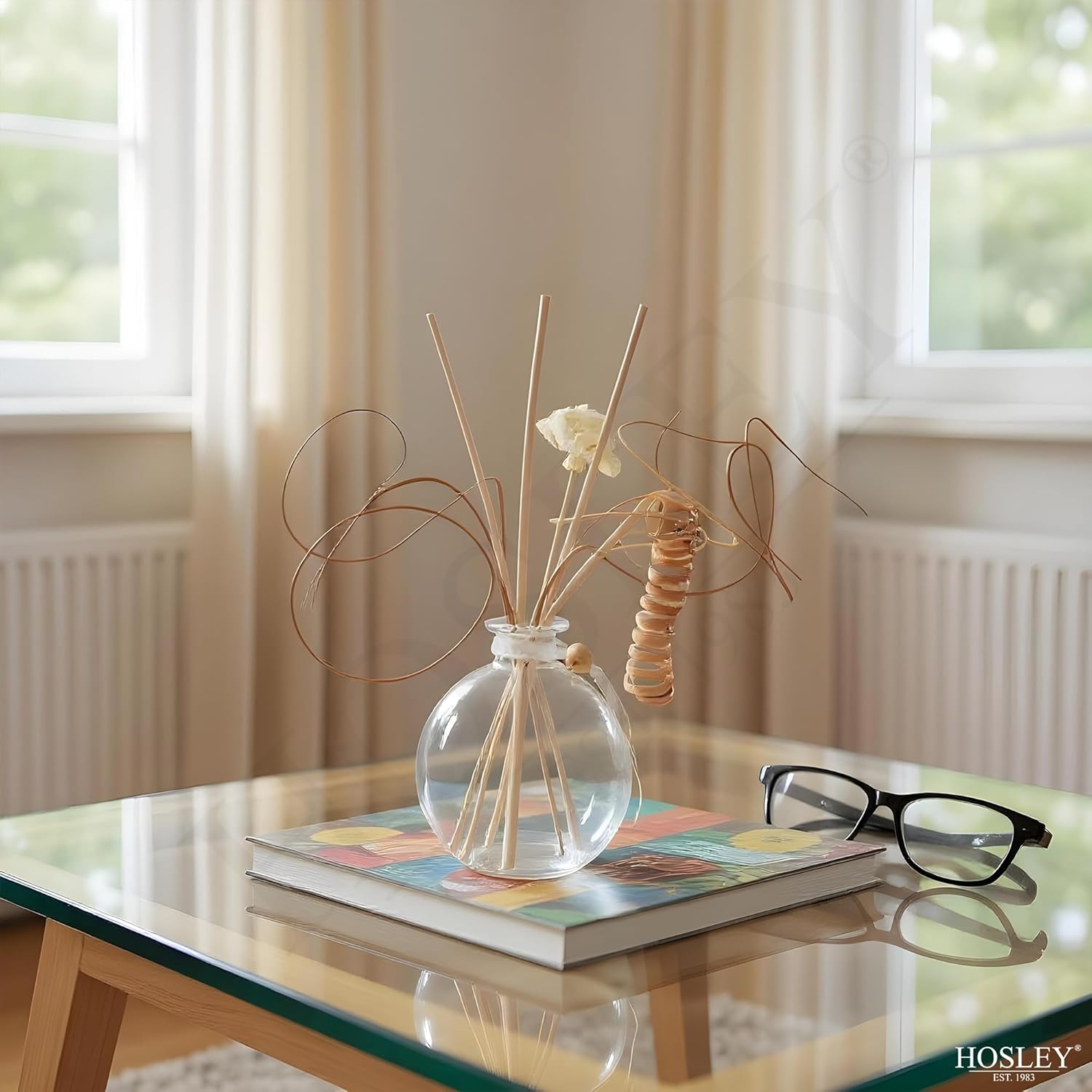 Hosley Glass Diffuser Bottles with Reeds Set of 4