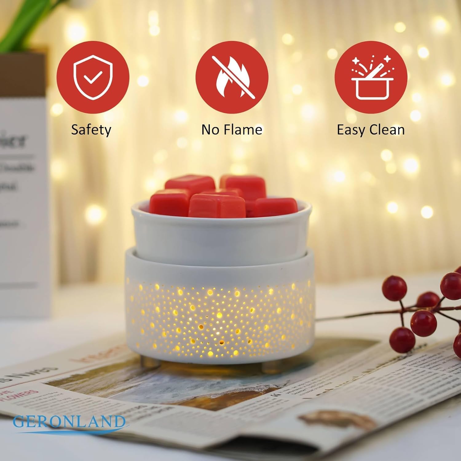 Geronland 3-in-1 Electric Wax Melter with Light for Aromatherapy