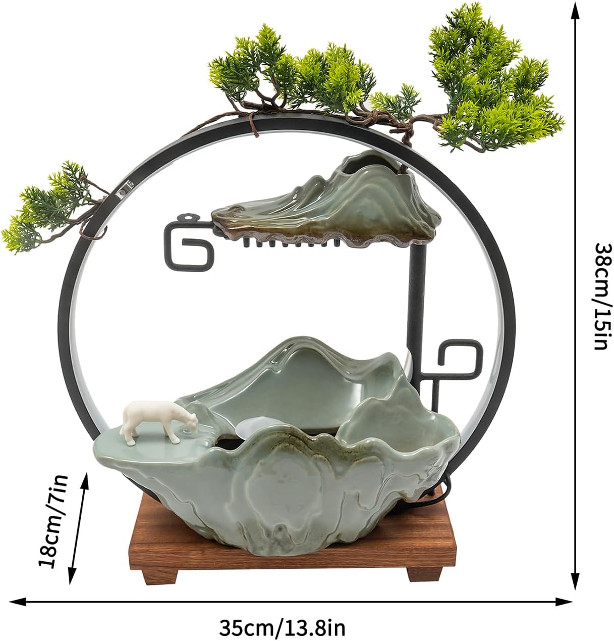 Tabletop Water Fountain with Mist and LED for Meditation