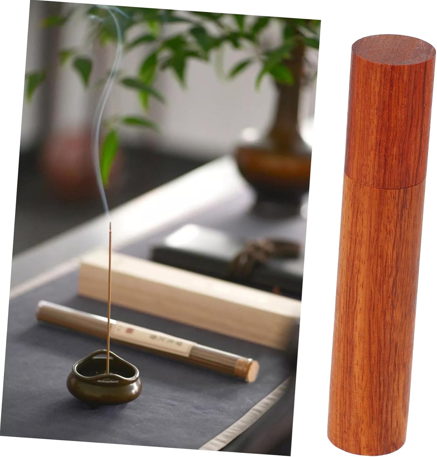 Valicloud 2Pcs Wooden Incense Stick Storage Tubes Portable Holder Container