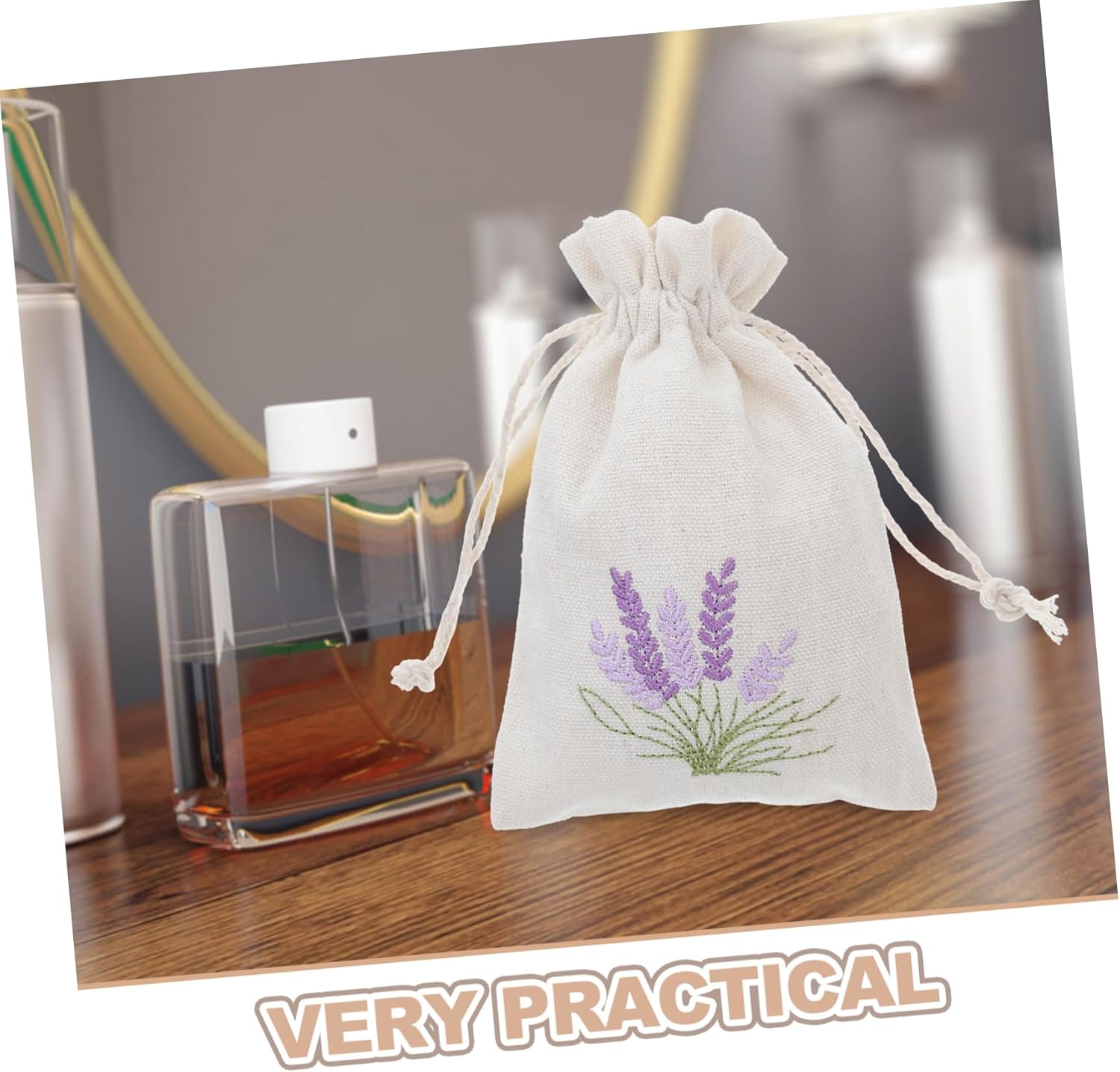 10Pcs Refillable Lavender Sachet Bags with Drawstring for Home and Travel