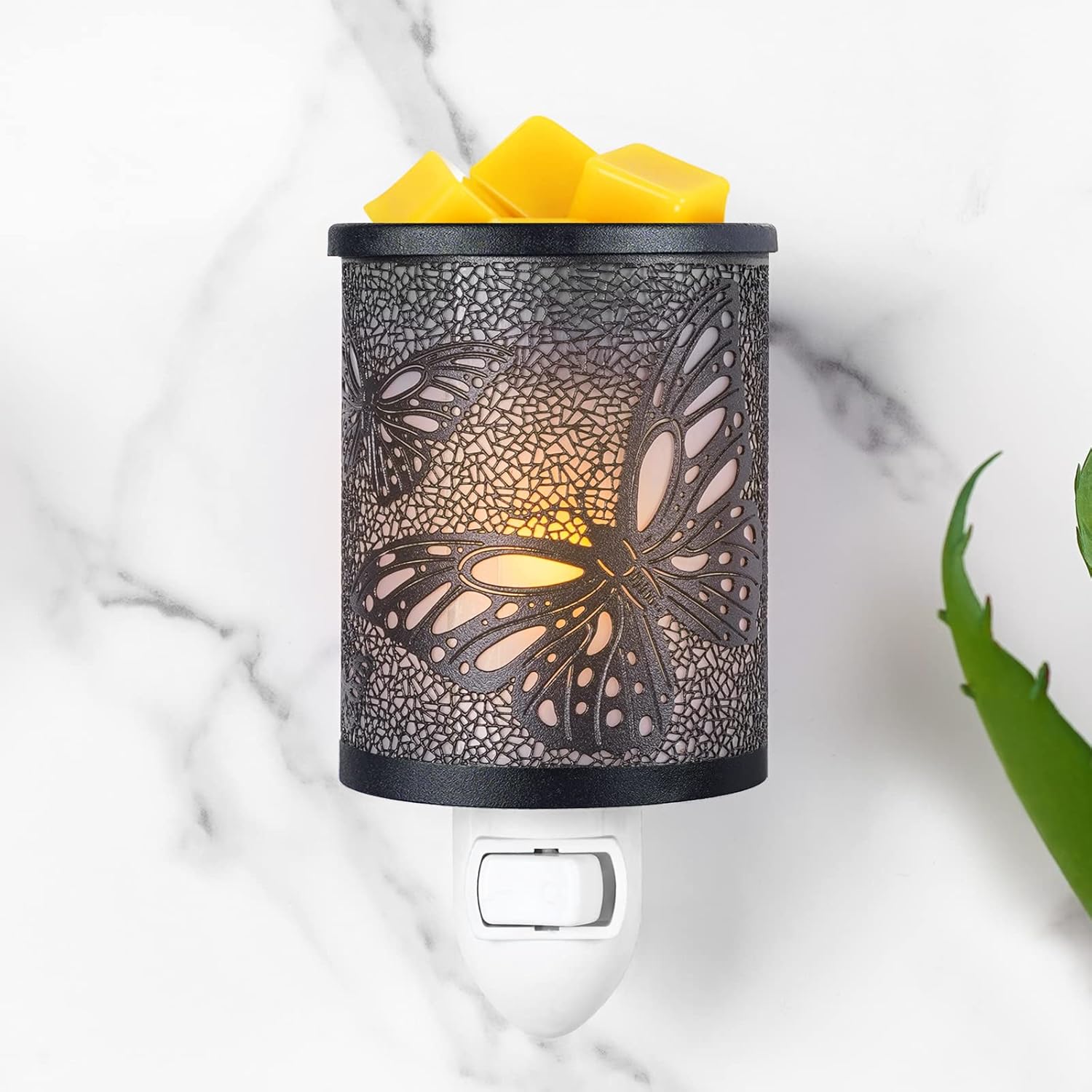 EQUSUPRO Metal Wax Melts Warmer with Night Light and Removable Dish