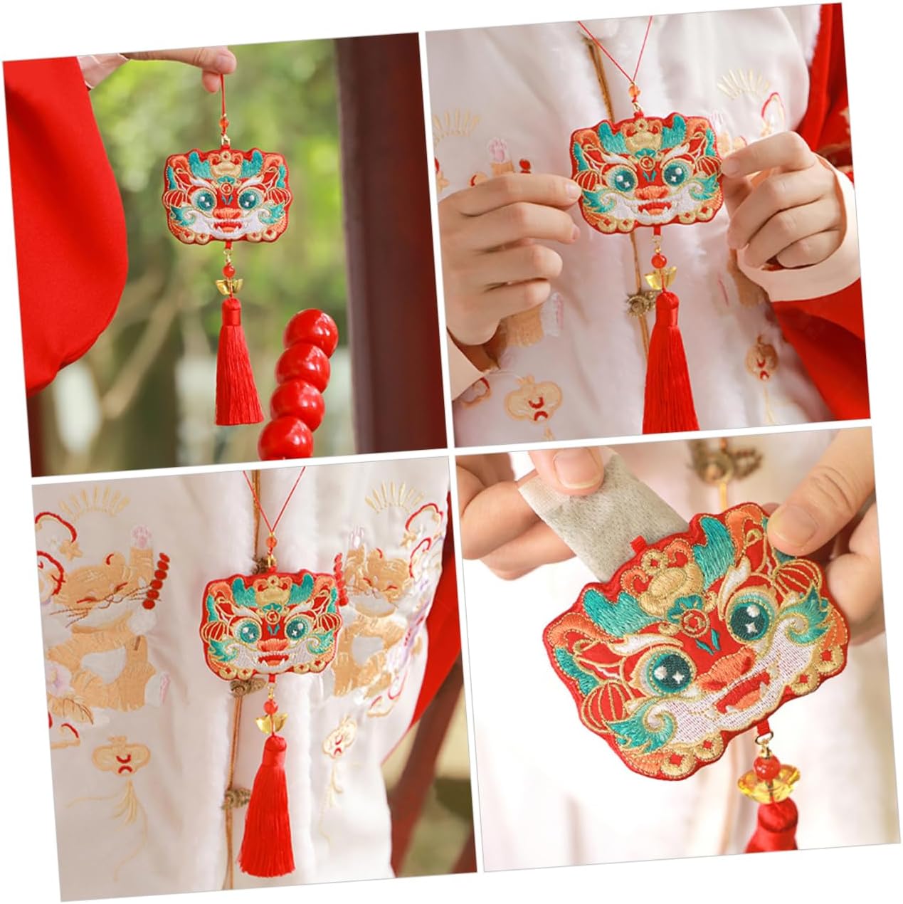 Lavender Scent Sachet Bag with Chinese Dragon Pattern for Clothing Storage