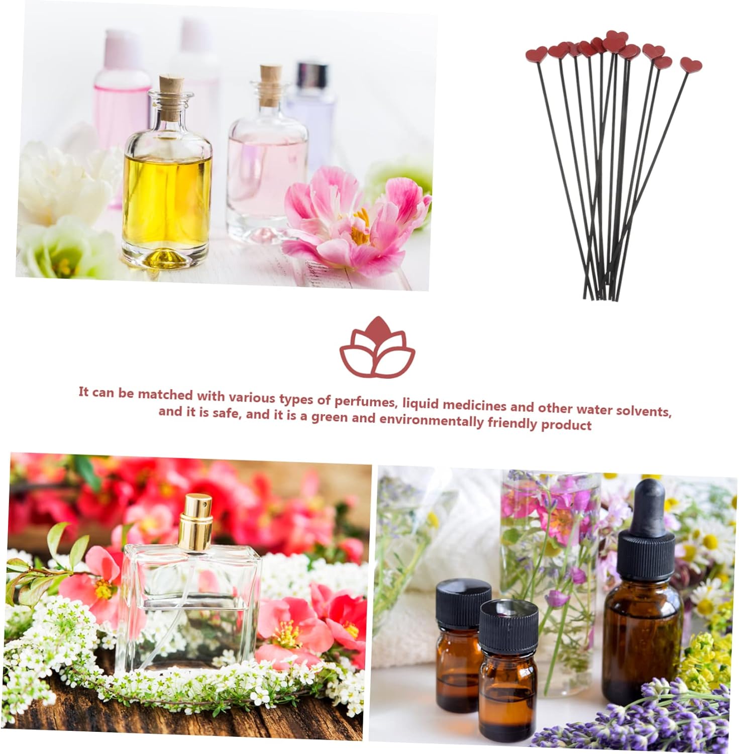 Zerodeko 12Pcs Heart Shaped Aromatherapy Diffuser Sticks