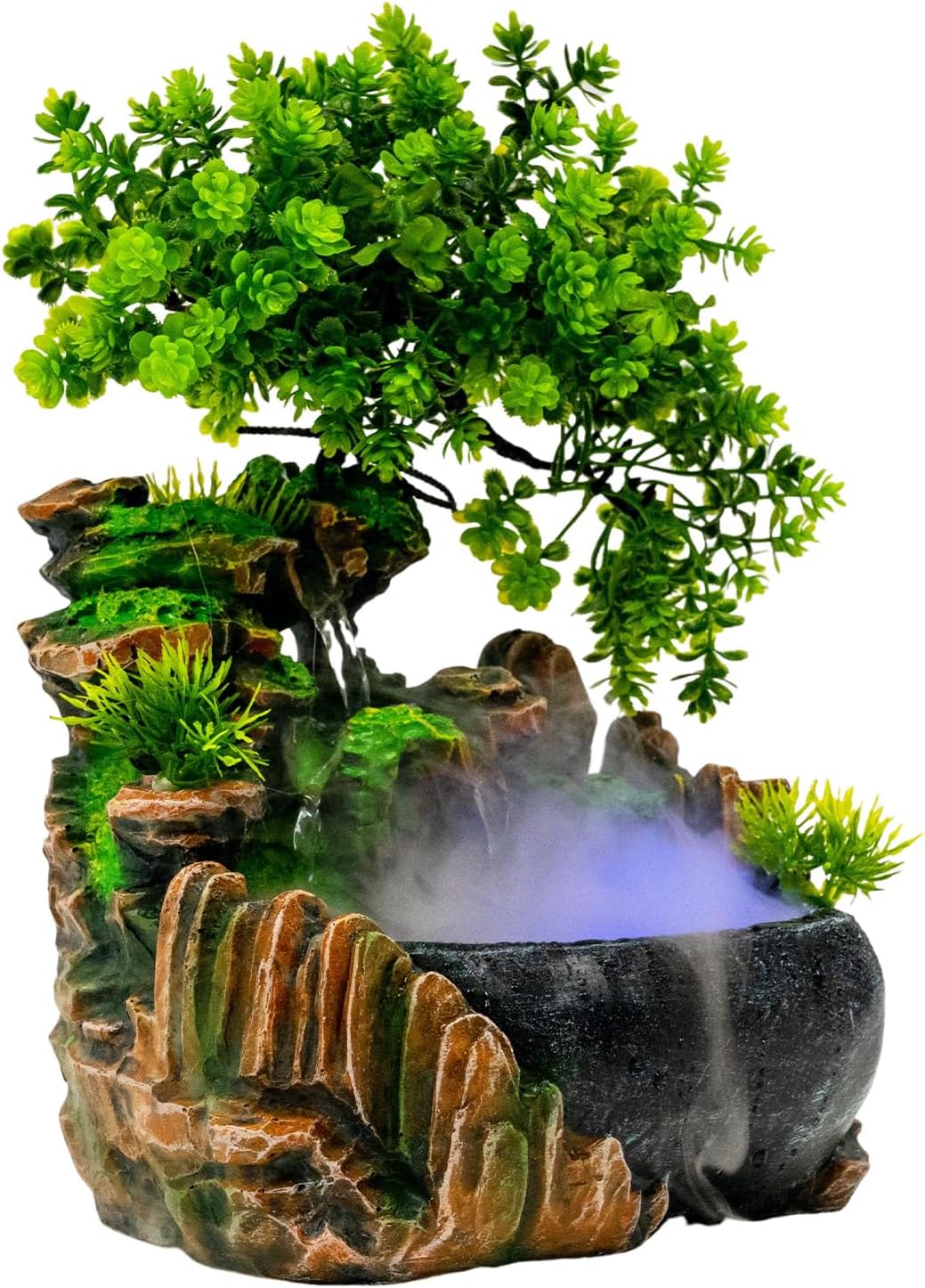 Indoor Water Fountain with LED Light and Submersible Pump