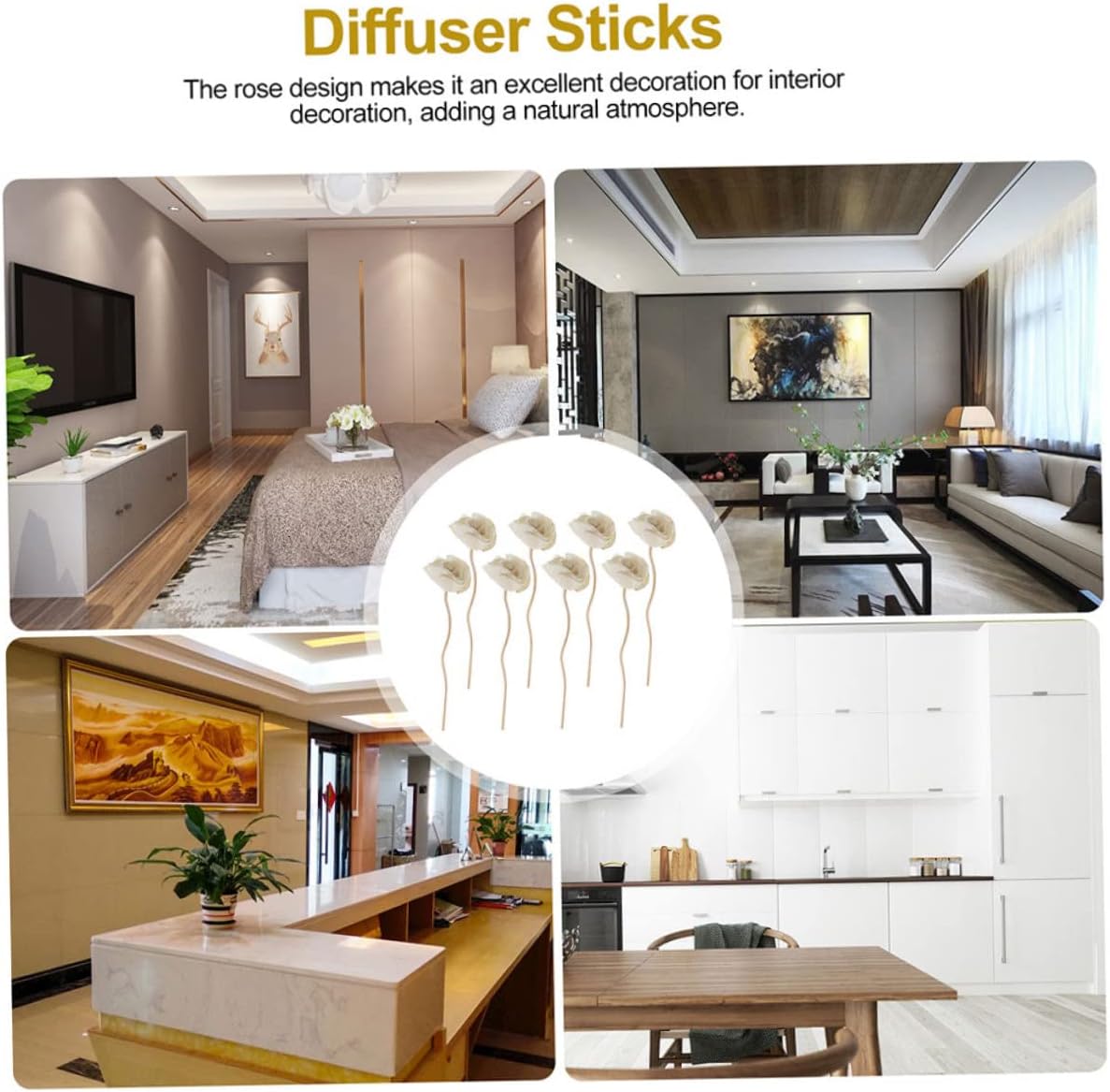 3pcs Flower Diffuser Sticks for Home Office Aromatherapy