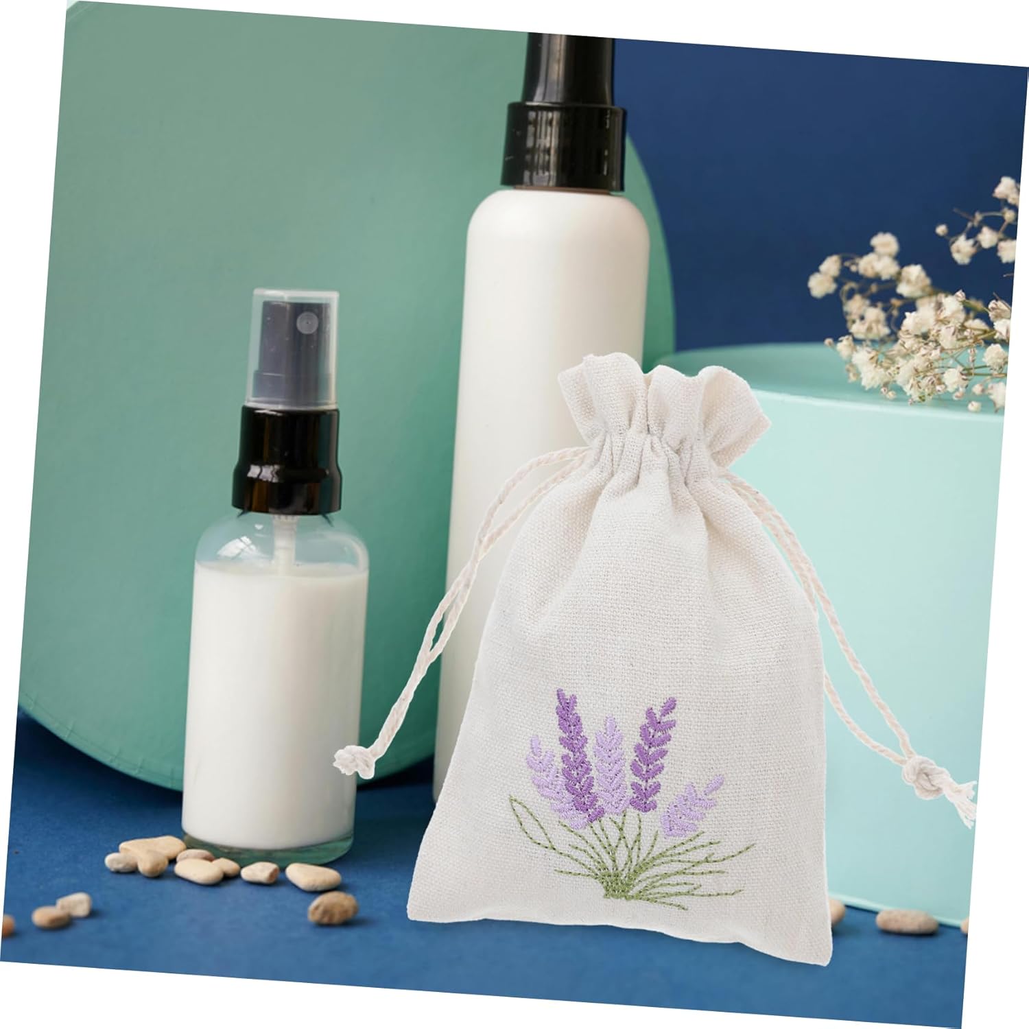 10Pcs Refillable Lavender Sachet Bags with Drawstring for Home and Travel