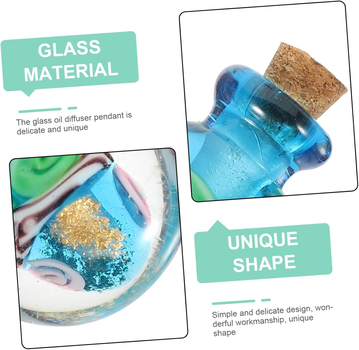 Essential Oil Diffuser Pendant Refillable Glass Bottle Necklace for DIY Jewelry