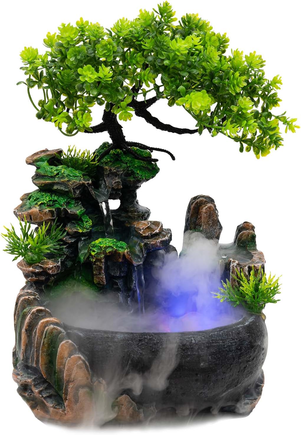 Tabletop Water Fountain with LED Lights Indoor Decor