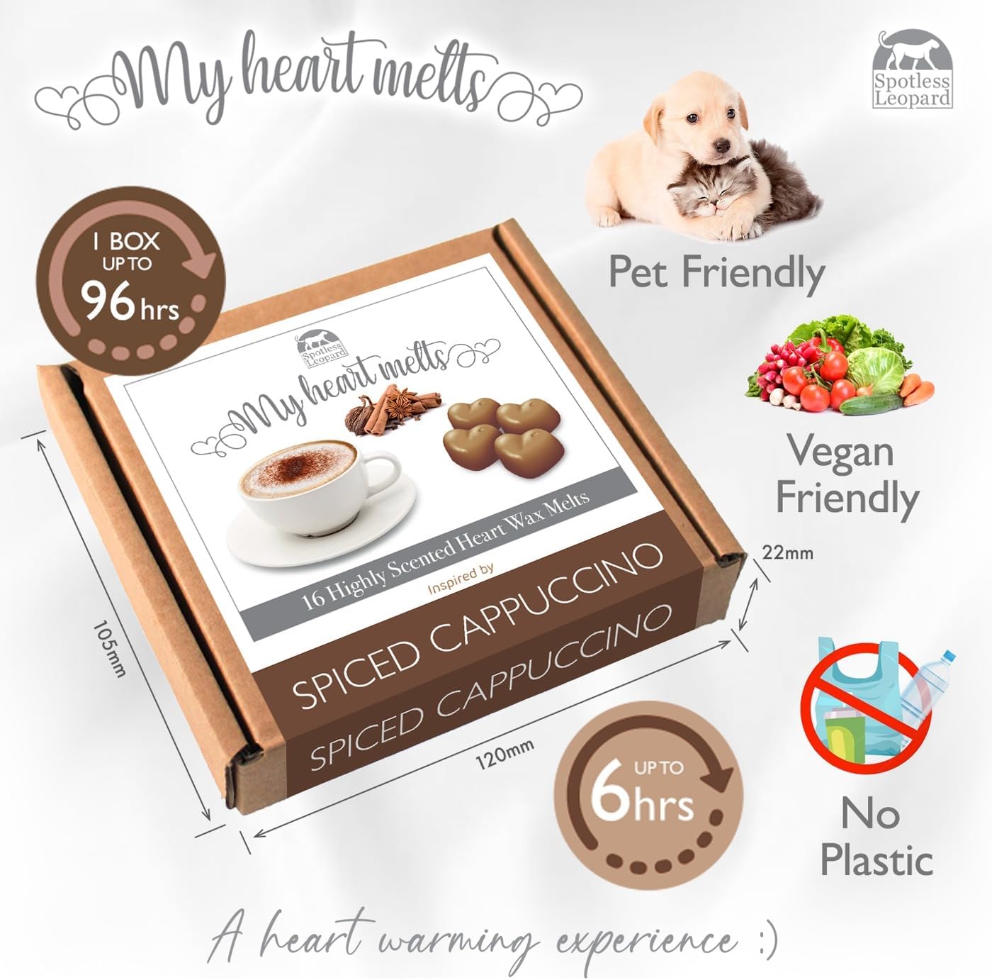 Spiced Cappuccino Wax Melts - 16pcs Heart-Shaped Gift Box