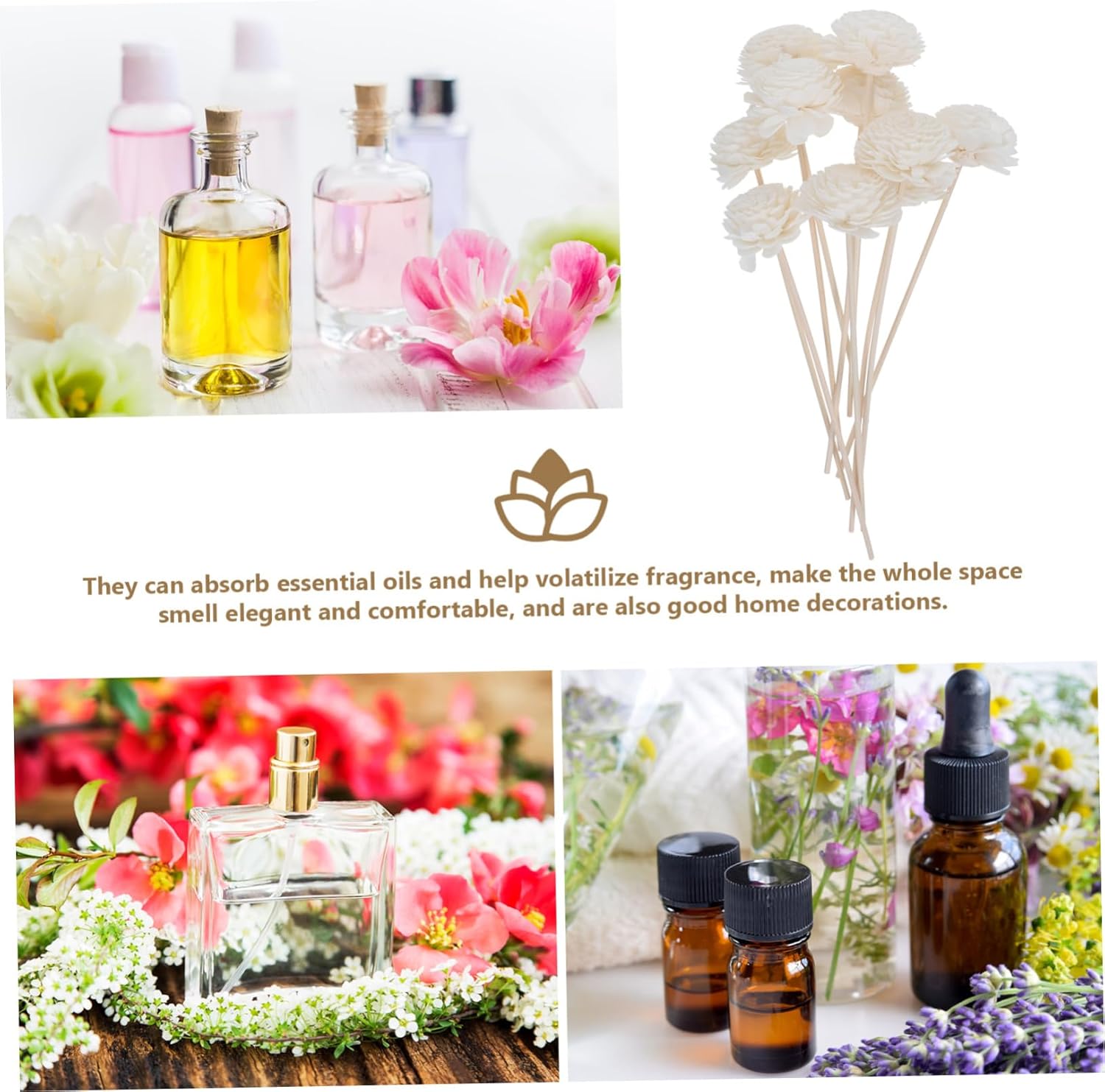 10Pcs Beige Aromatherapy Diffuser Sticks for Home Spa Office