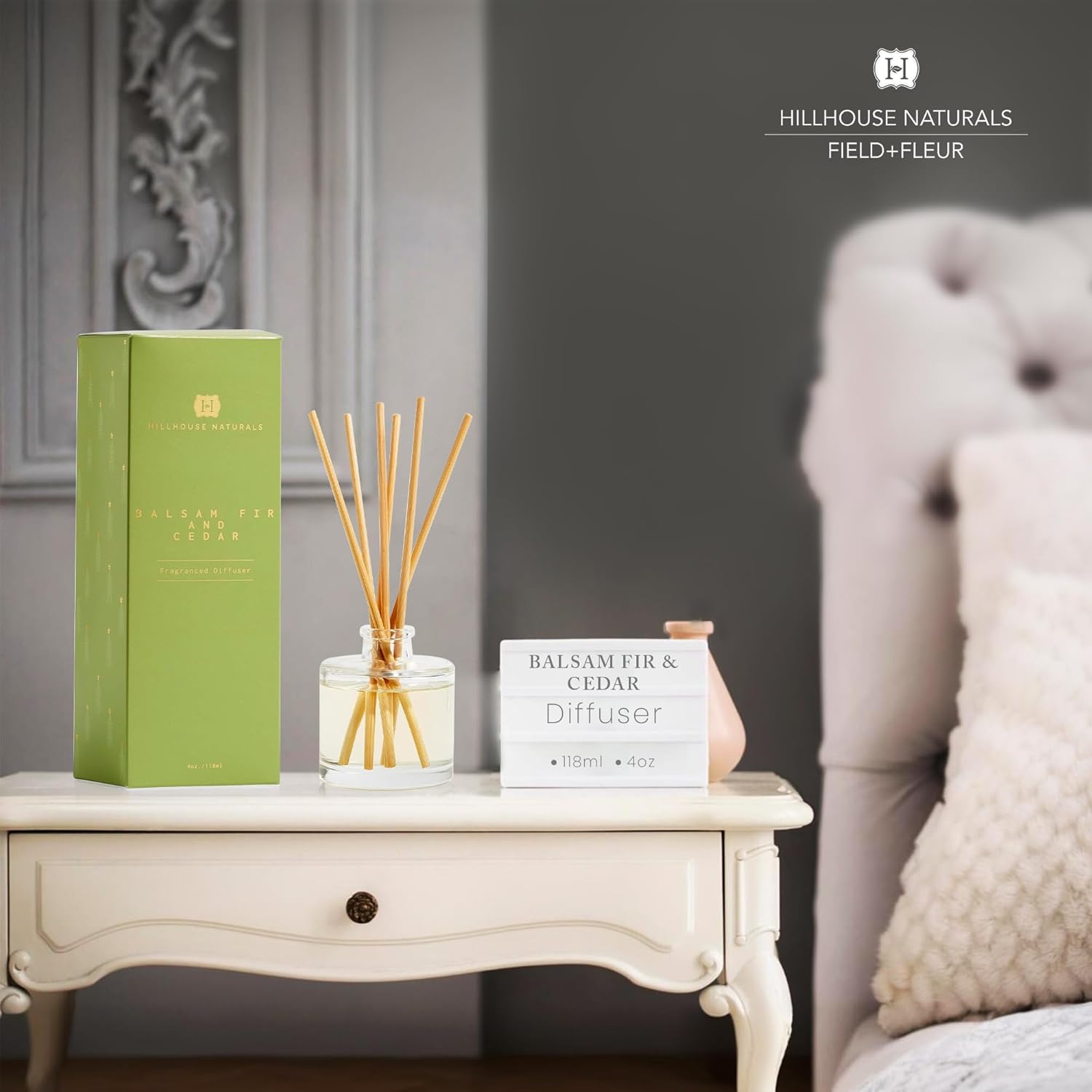 Hillhouse Naturals Balsam Fir Cedar Reed Diffuser Set