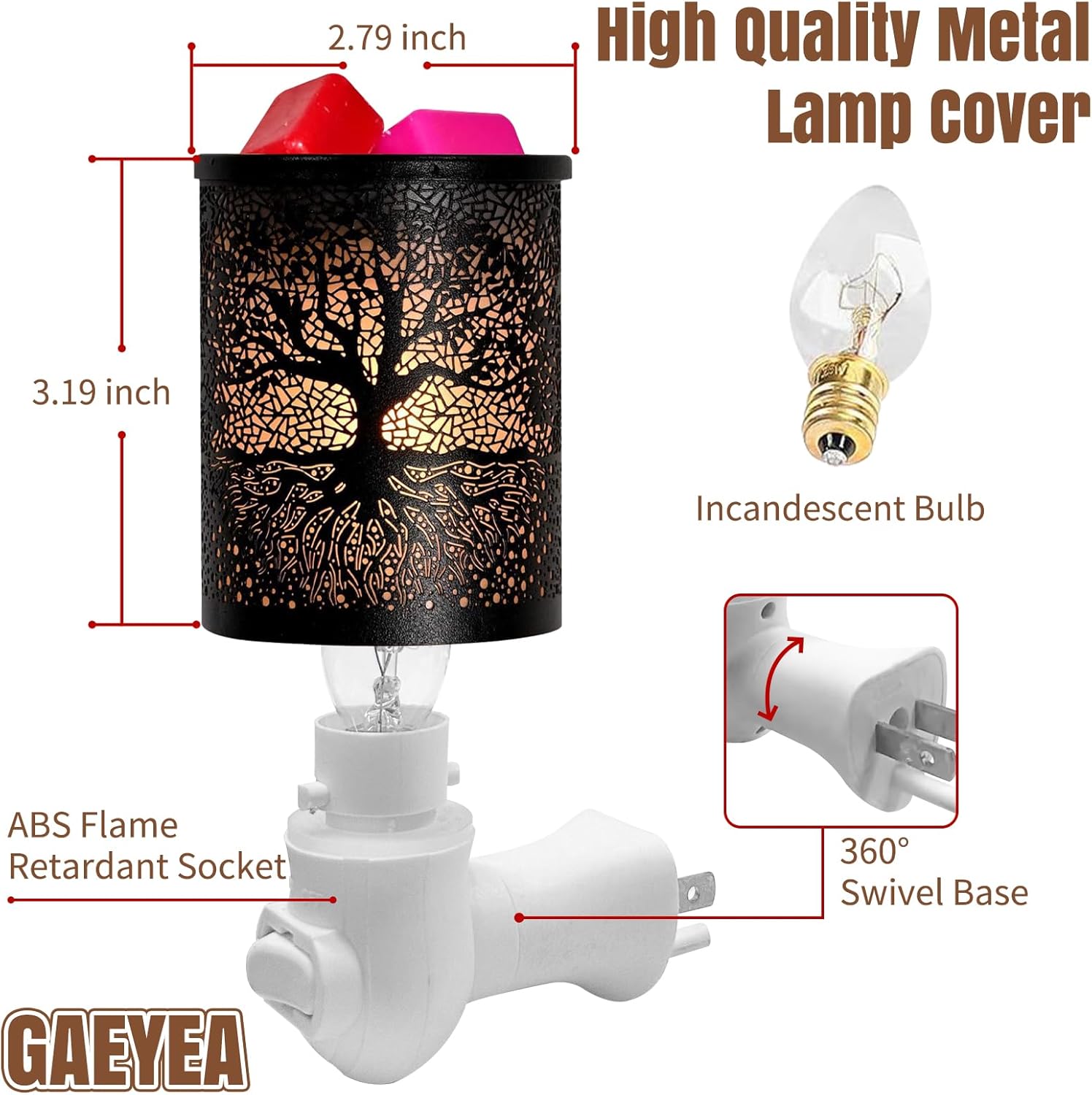 GaeYea Metal Wax Melts Warmer with Night Light and Removable Dish