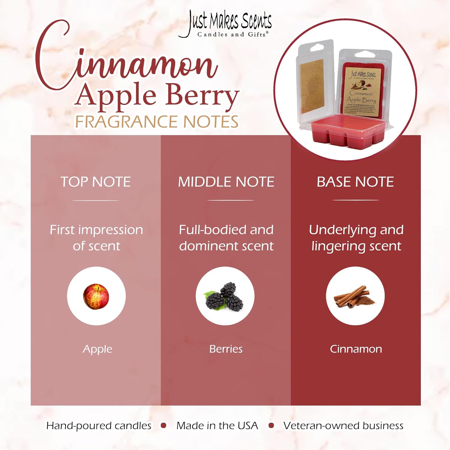 4 Pack Cinnamon Apple Berry Scented Wax Melts