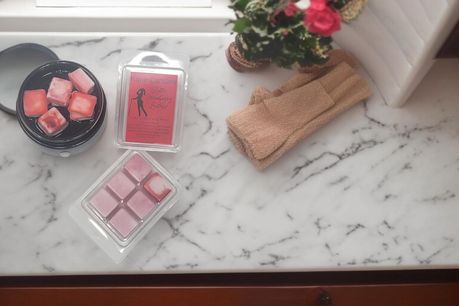 Rustic Strawberry Leather Wax Melts Pack of 2 Kane Candles