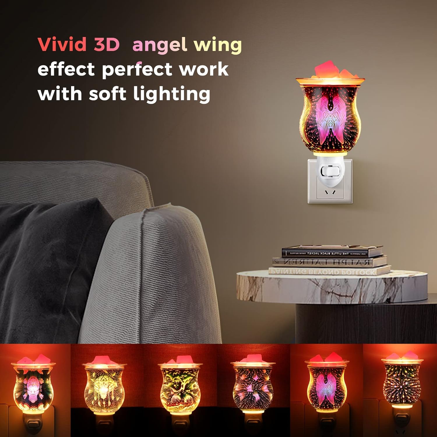 Angel Wing 3D Glass Wax Warmer with Night Light