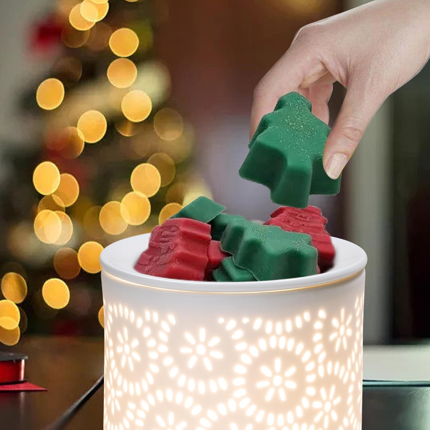 Floral Wax Melts Warmer with LED Light