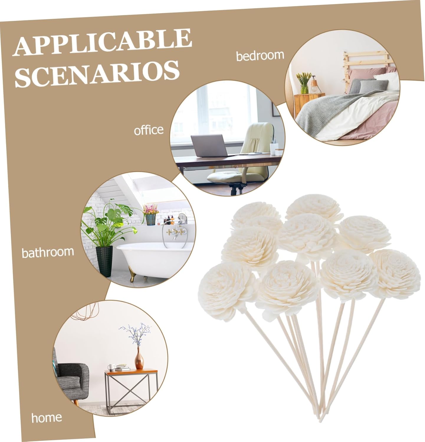 Beaupretty 10pcs Beige Reed Diffuser Sticks for Home Wedding Office Fragrance