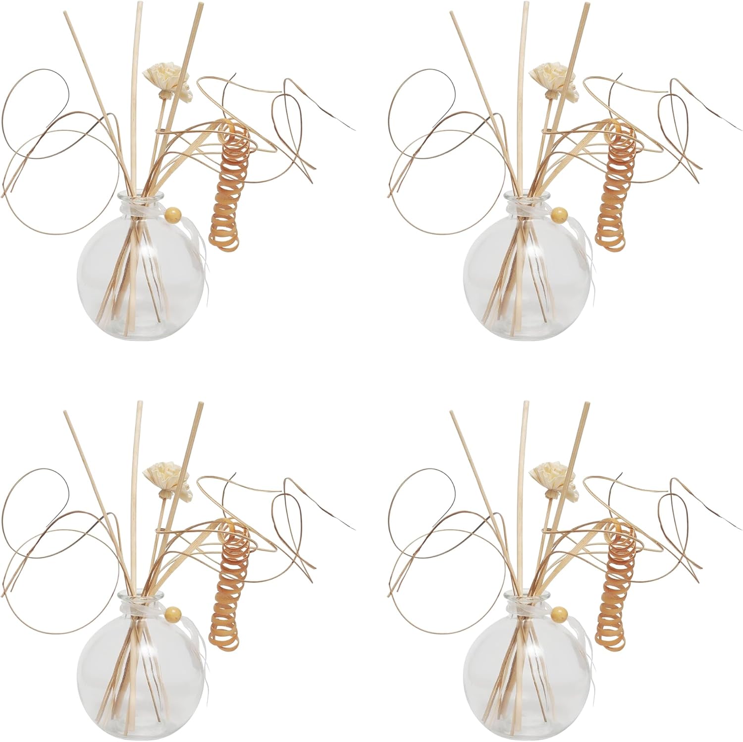 Hosley Glass Diffuser Bottles with Reeds Set of 4