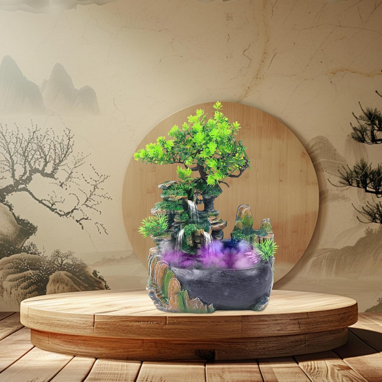 Indoor Water Fountain with LED Light and Submersible Pump