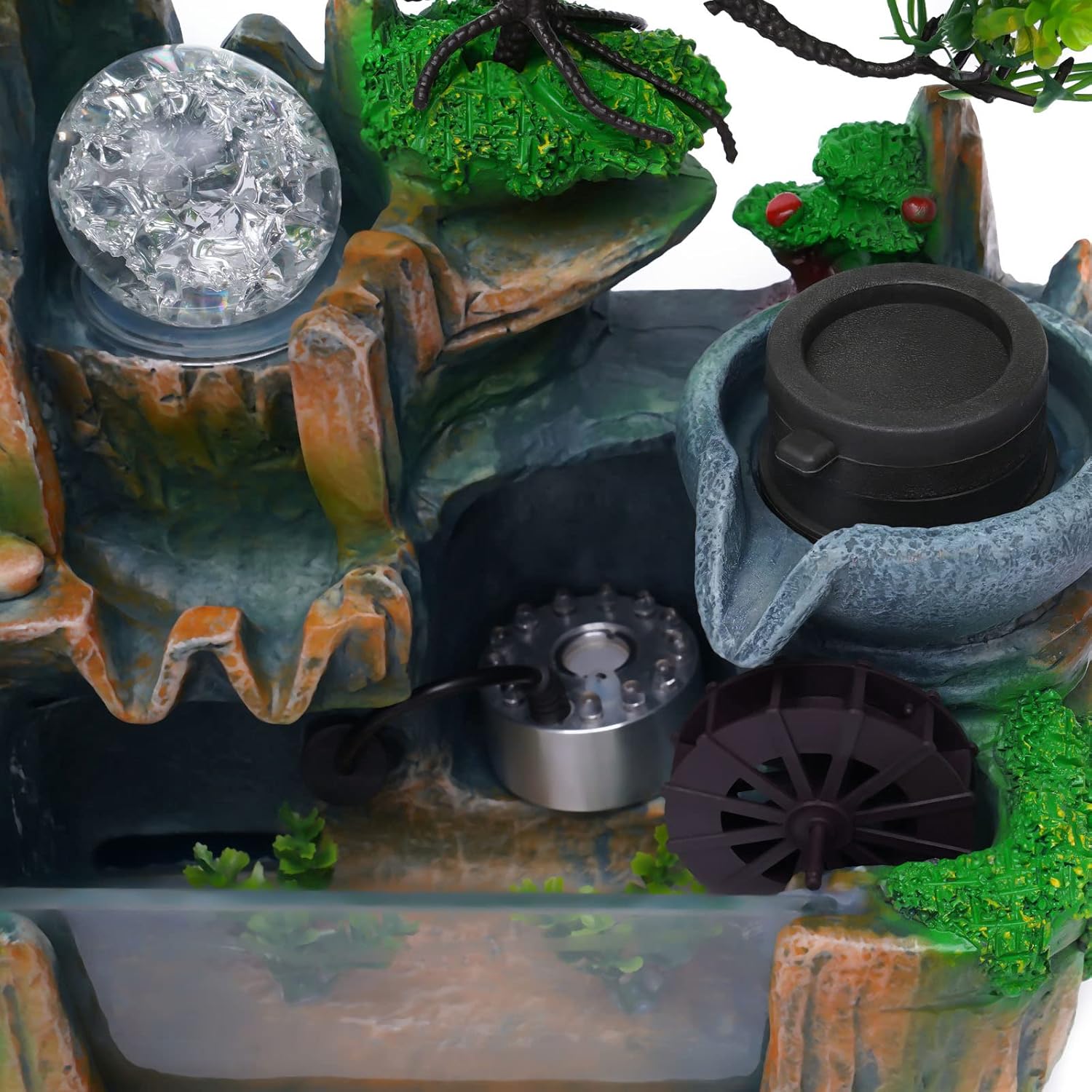 Tabletop Fountain with Rockery and 12LED Lights for Home Office