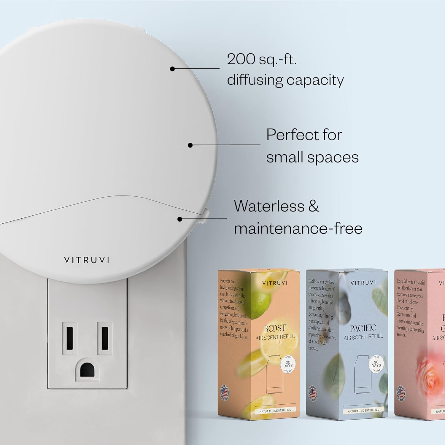 Vitruvi Push Plug-in Wall Diffuser Starter Kit Vanilla Mint