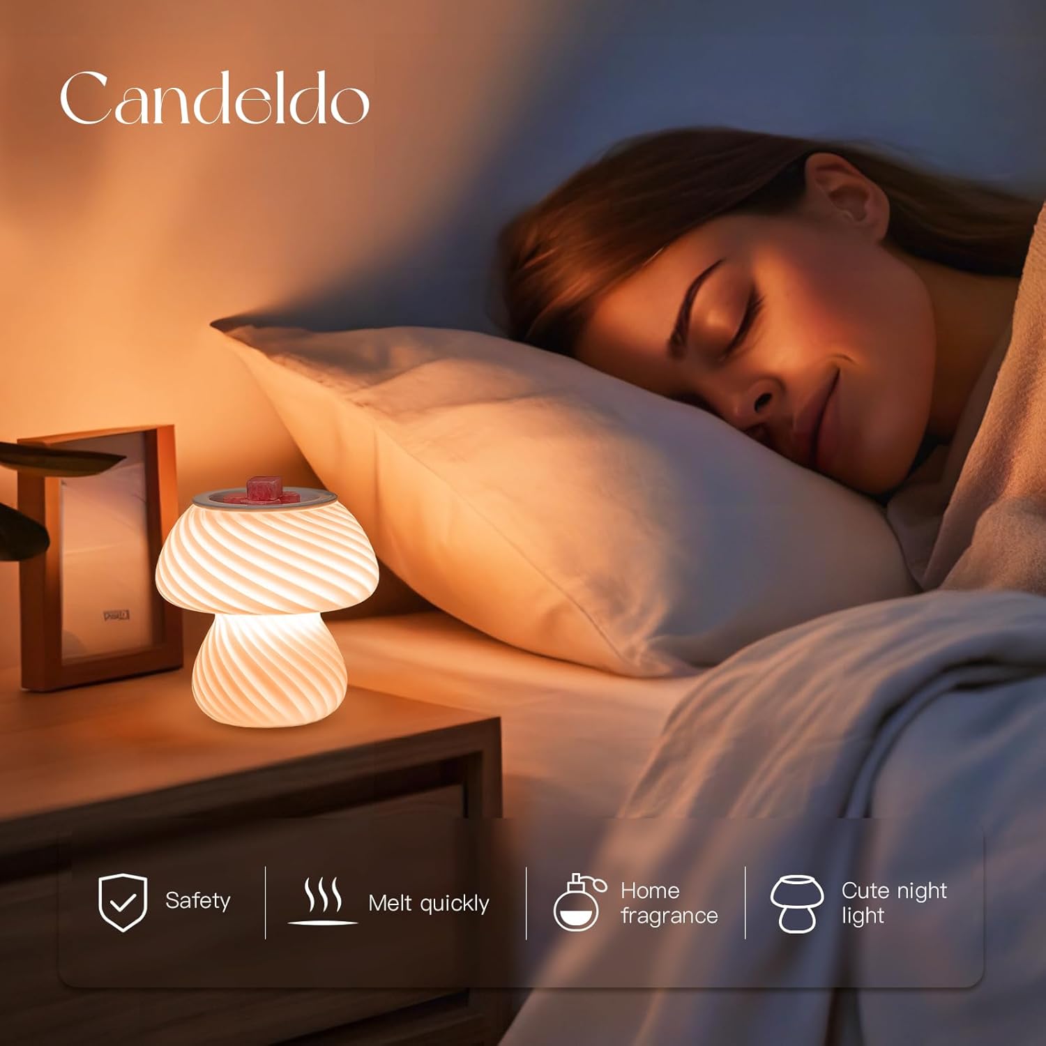 Candeldo Mushroom Wax Melter Warmer - Cute Fragrance Candle Lamp