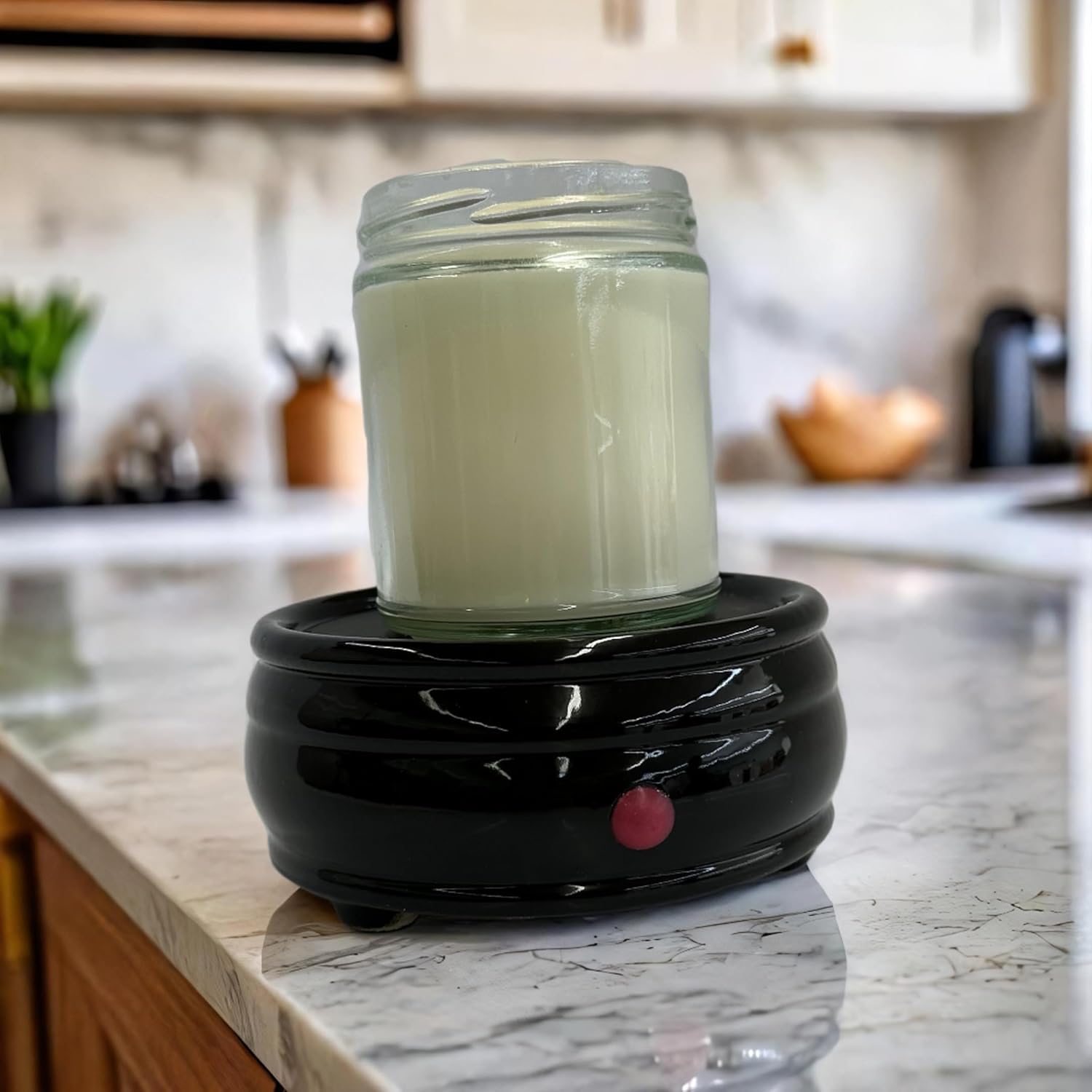 The Candle Daddy Electric Wax Melt and Candle Warmer - Jet Black Ceramic