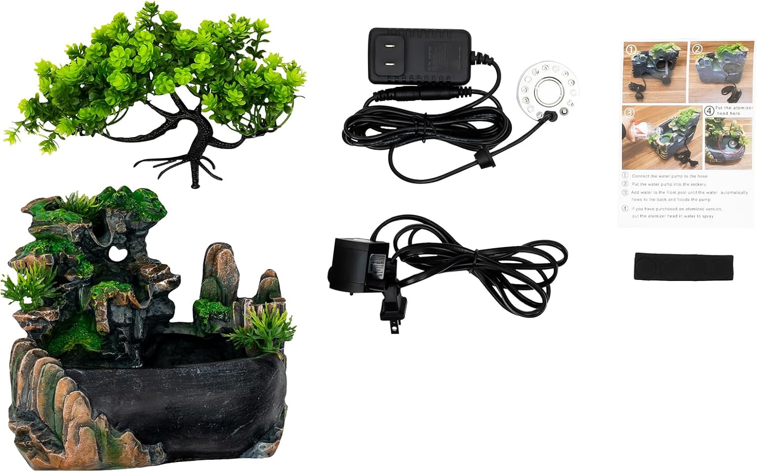 Tabletop Water Fountain with LED Lights Indoor Decor