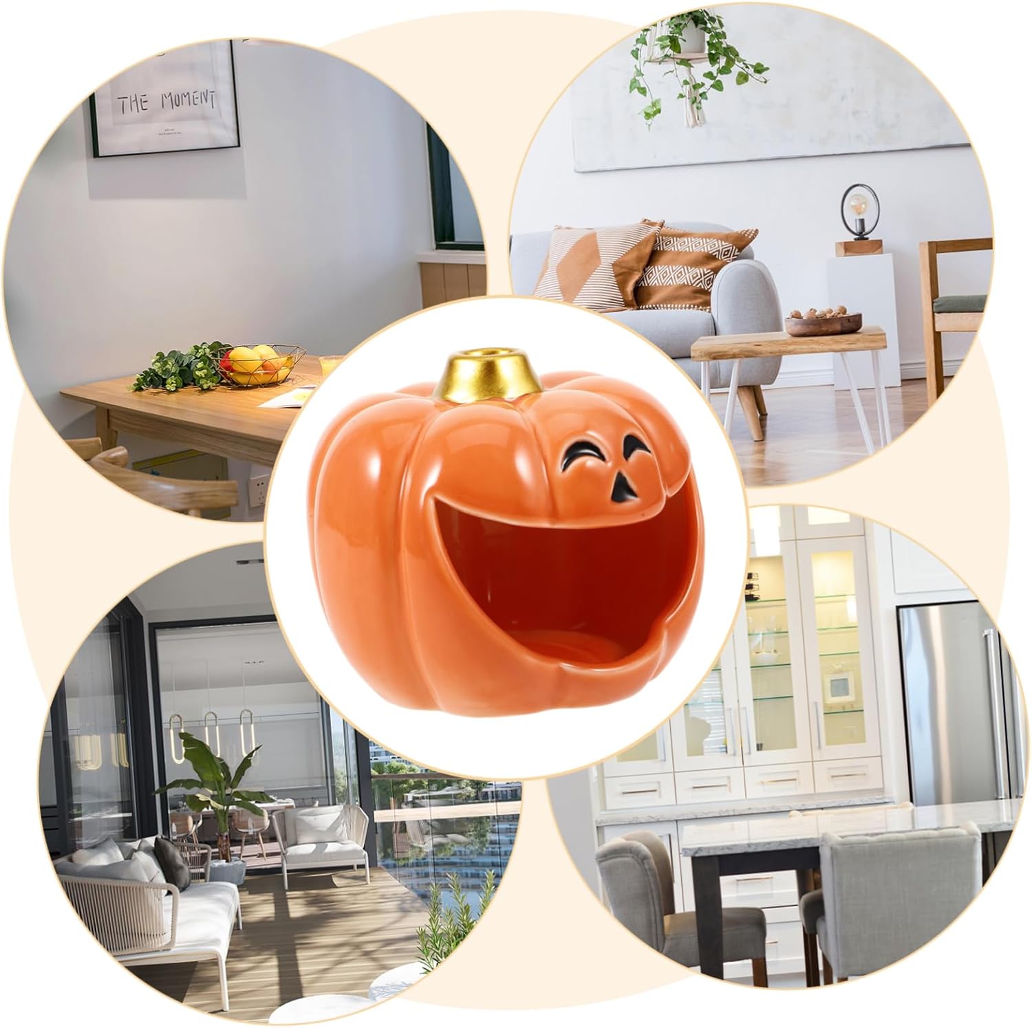 Zerodeko Halloween Pumpkin Incense Stick Holder Ceramic Burner