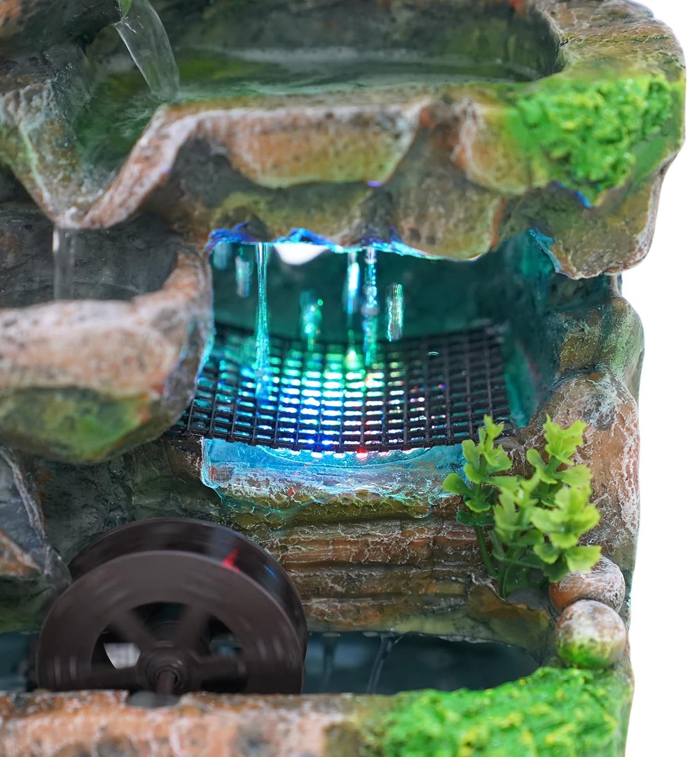 Kongkuni Tabletop Waterfall Fountain with LED Light and Pump