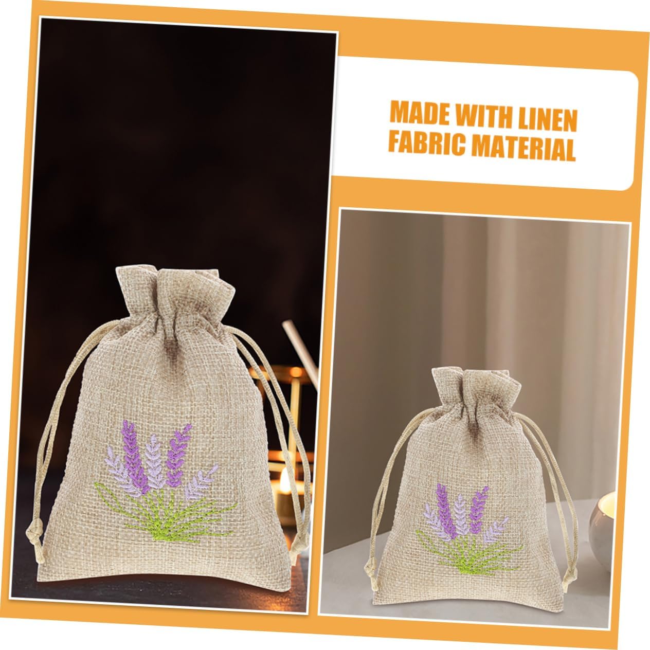 FUNNETOYU 5pcs Lavender Scented Drawstring Pouches Empty Sachet Bags