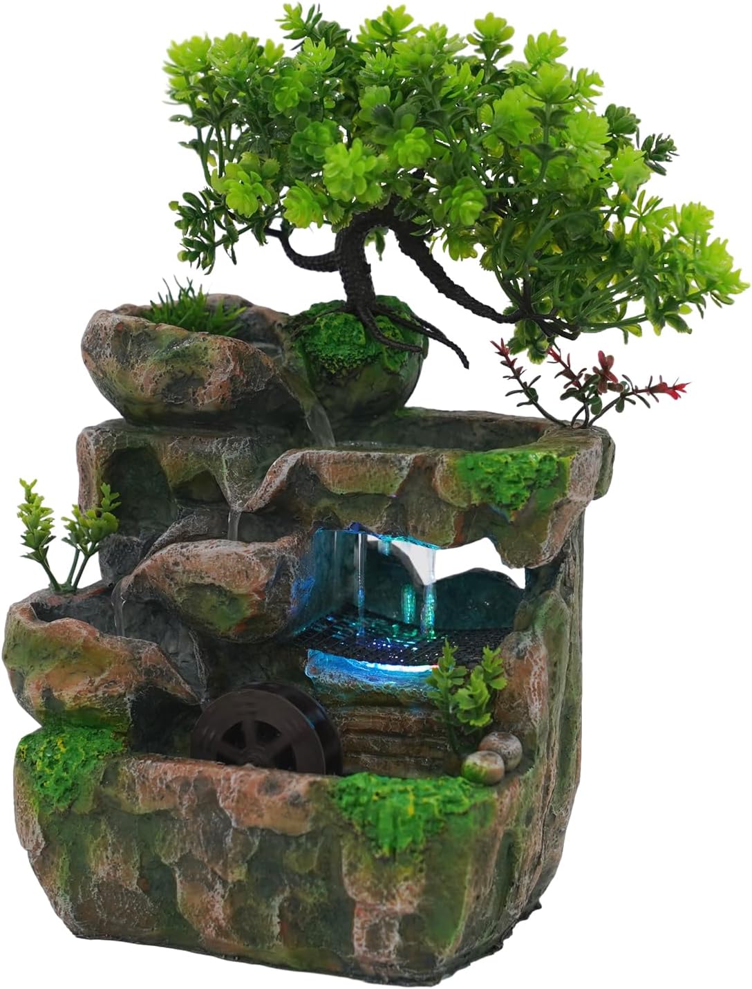 DHBREK Indoor Relaxation Desktop Fountain with LED Light