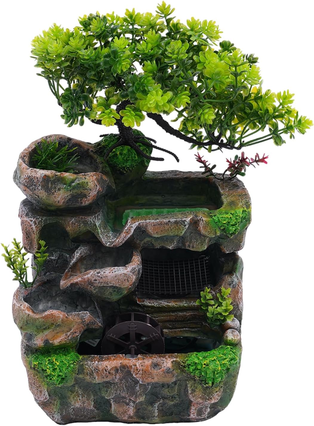 DHBREK Indoor Relaxation Desktop Fountain with LED Light