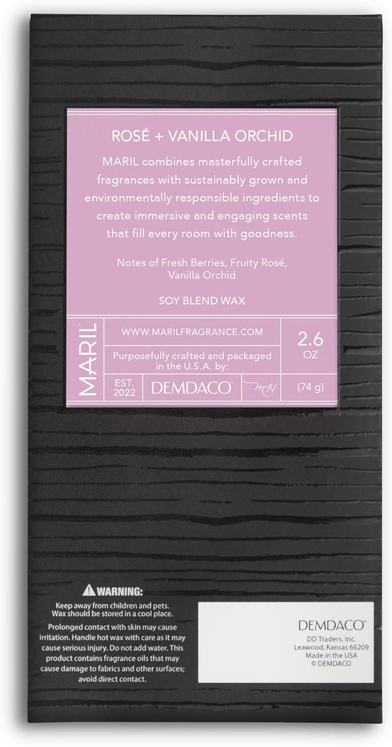 DEMDACO MARIL Collection Rose Vanilla Orchid Wax Melt 26 Ounce