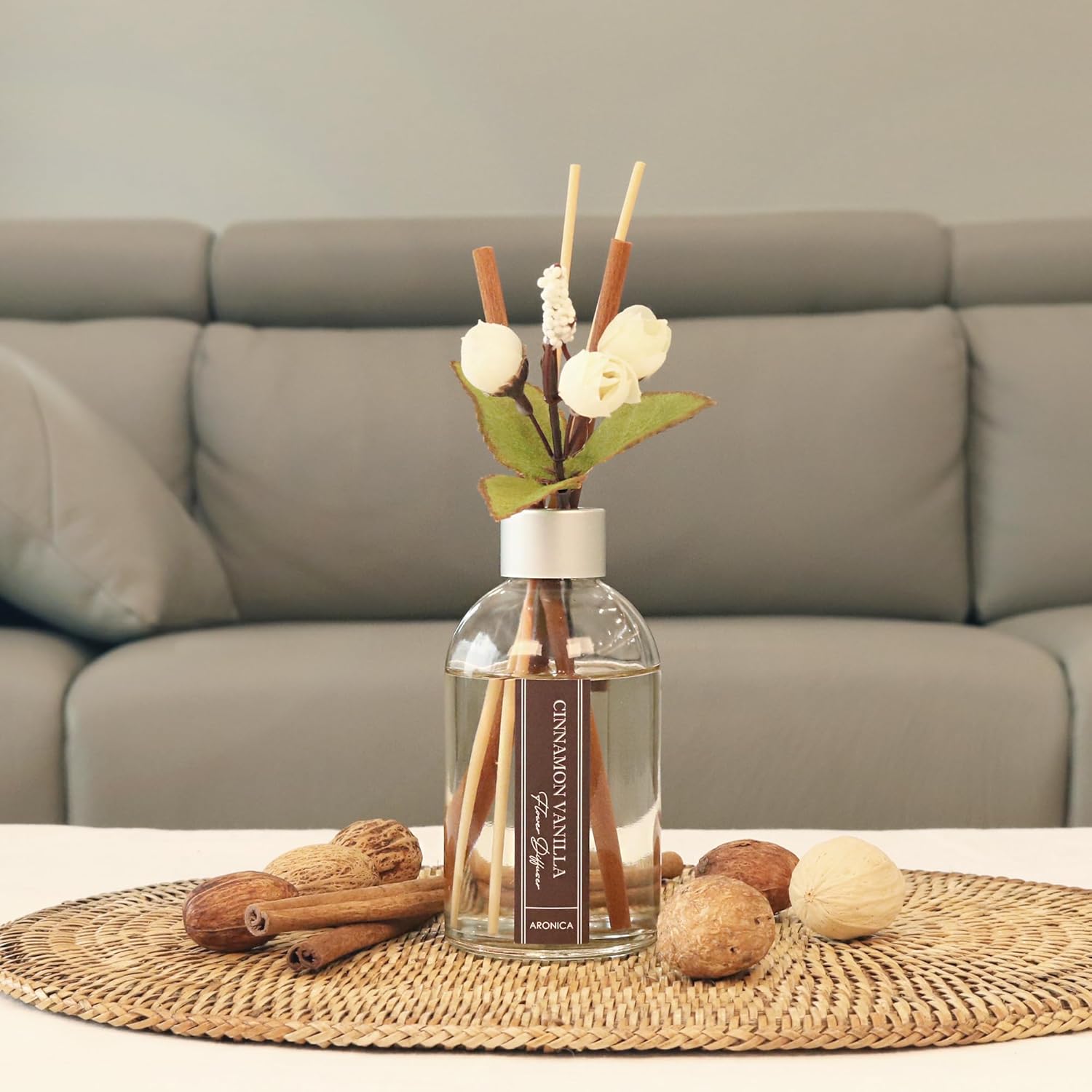 Aronica Cinnamon Vanilla Diffuser with Flower