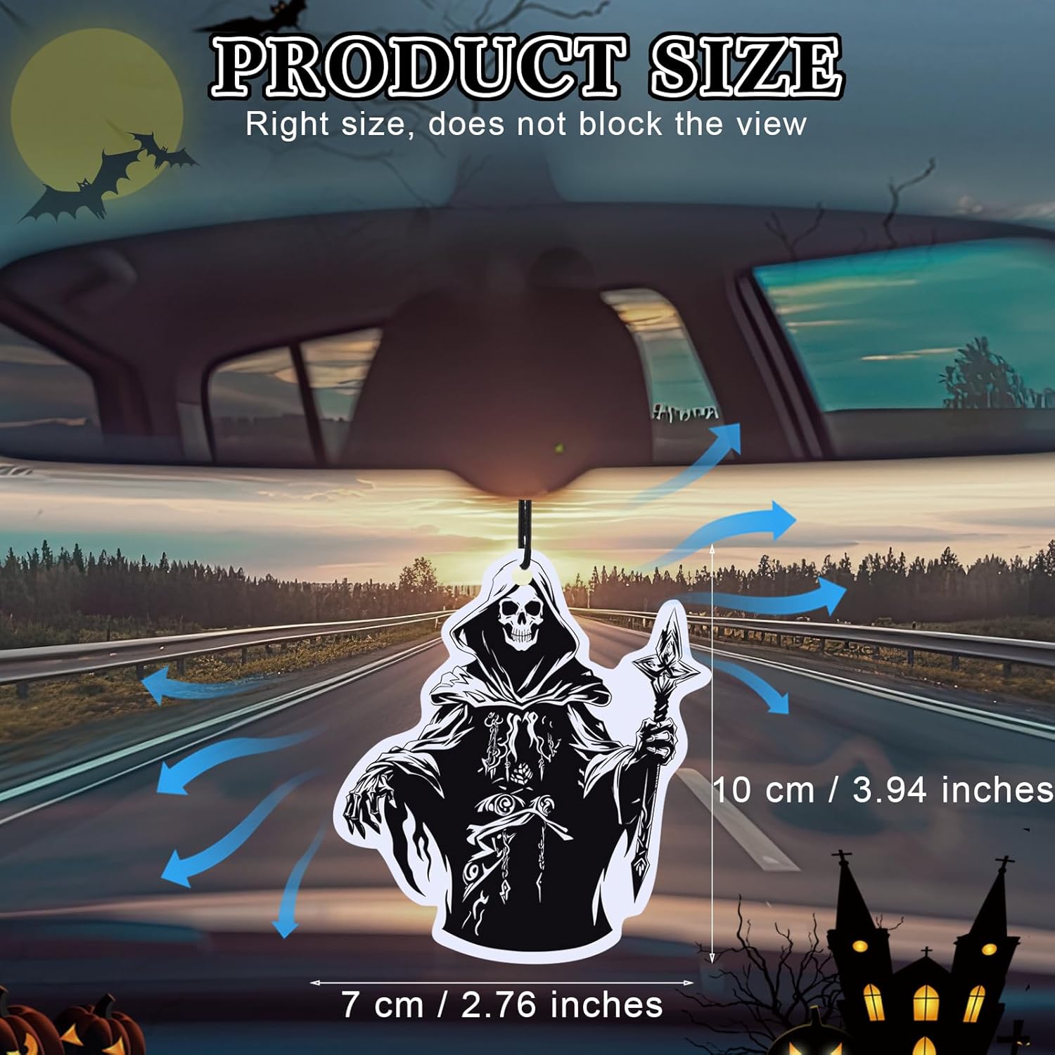 12 Pcs Gothic Scented Decor Black Skull Car Air Freshener