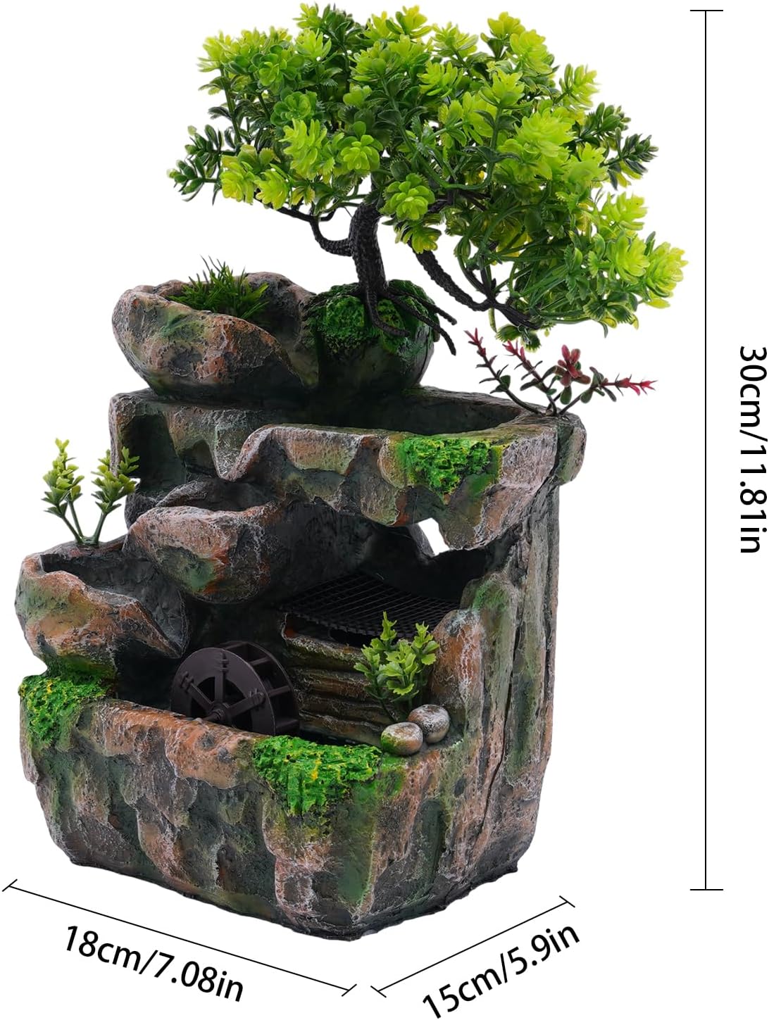 Kongkuni Tabletop Waterfall Fountain with LED Light and Pump