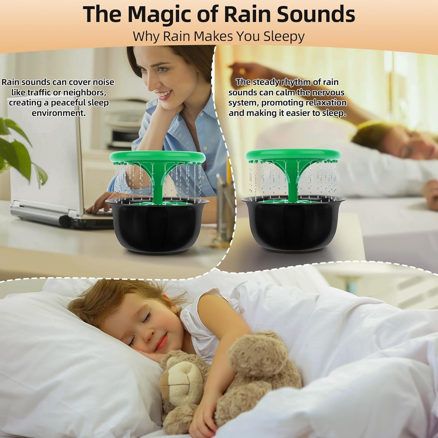 Lohpbat Tabletop Fountain with Rain Sounds