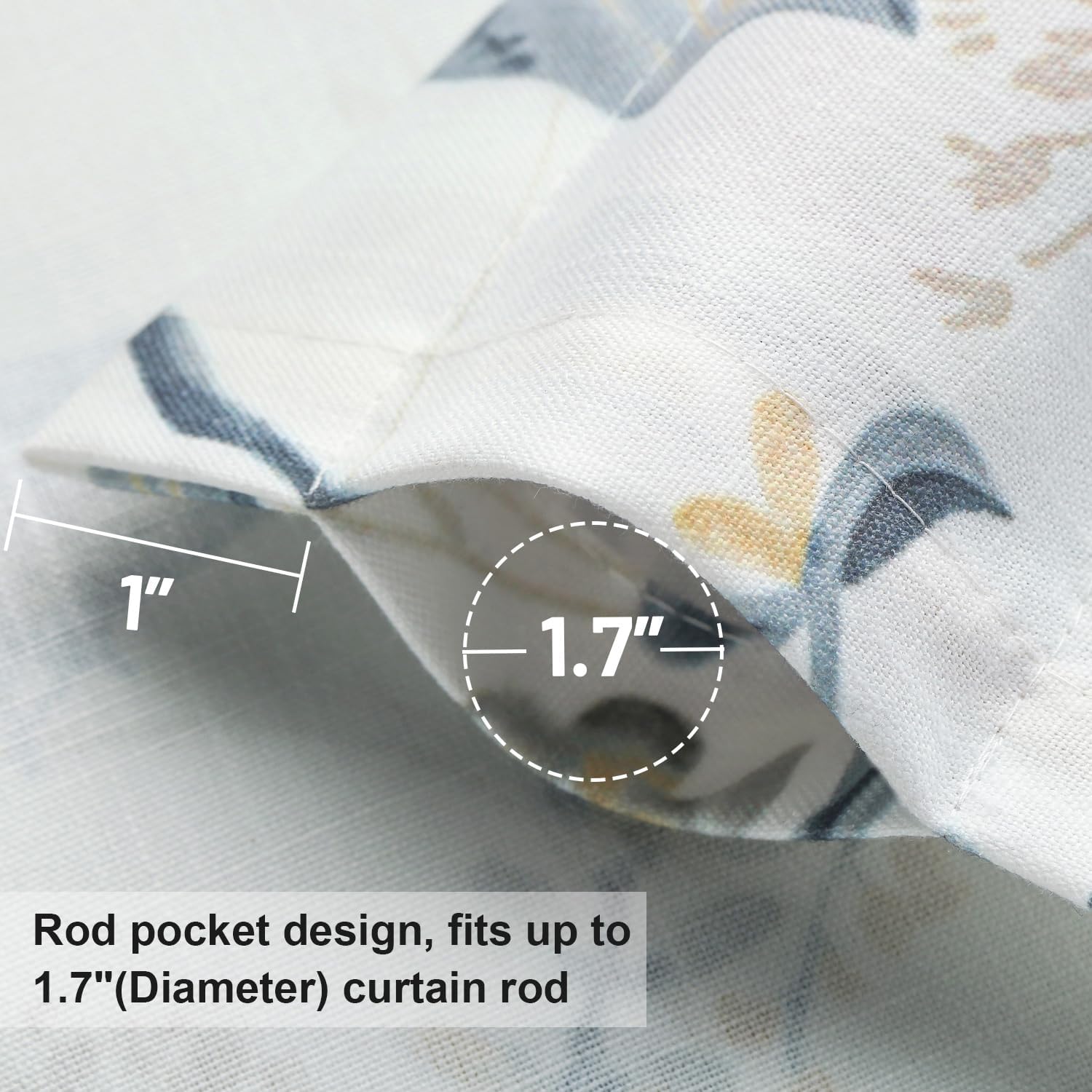 Leeva Birds Pattern Valance for Window 52x18 Inch Grey