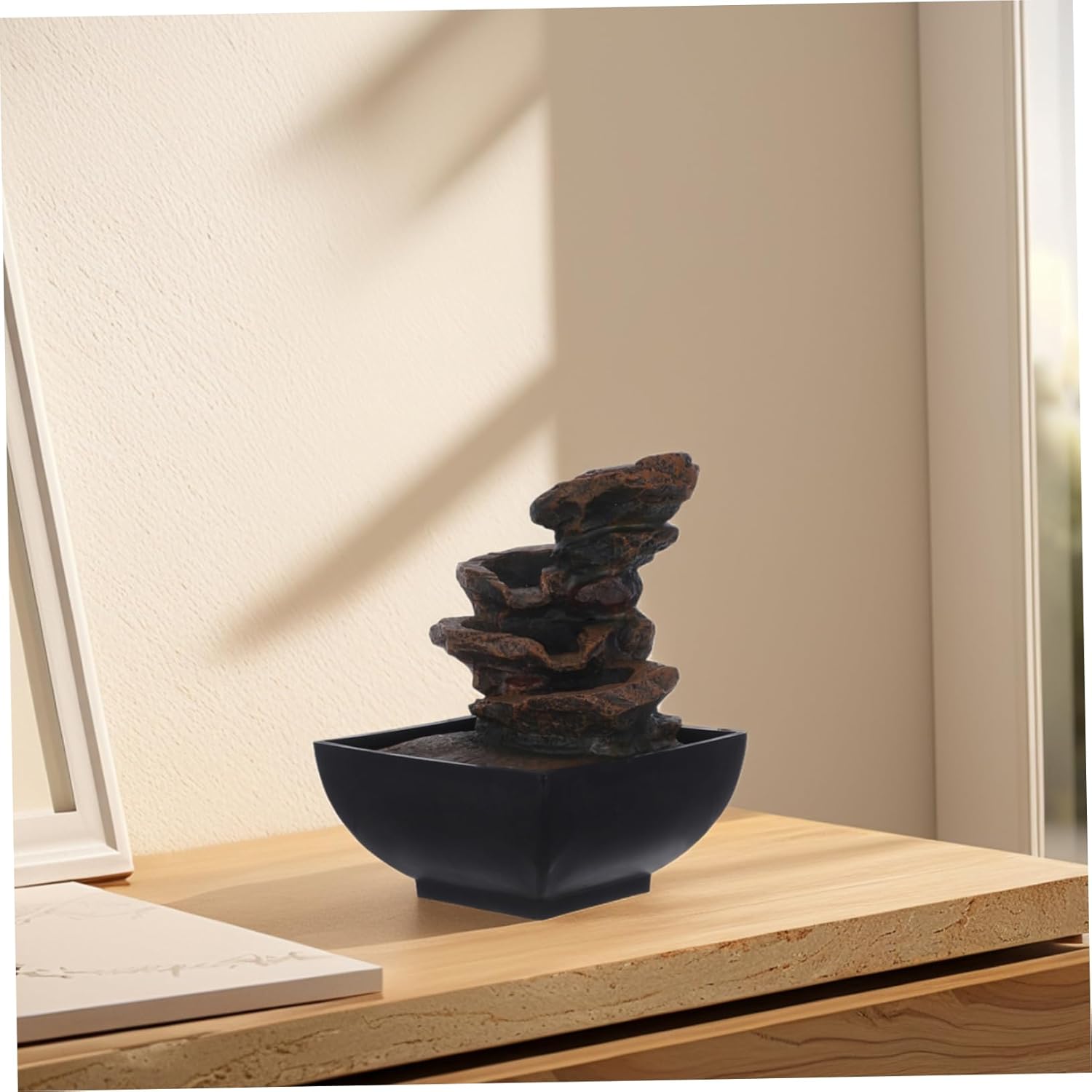 Cabilock Tabletop Fountain with LED Light and Water Sound
