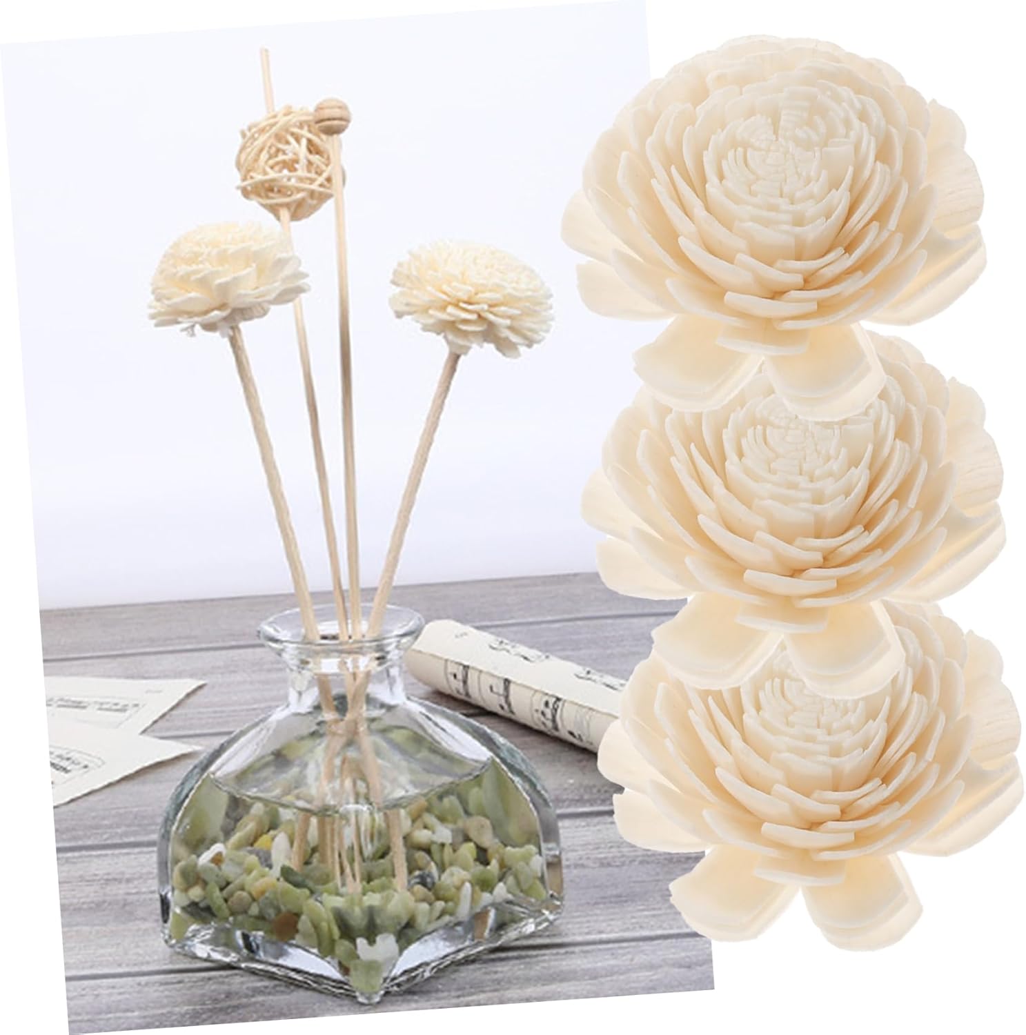 Unomor Scent Diffuser Sticks 3pcs Dried Flowers Home Decor