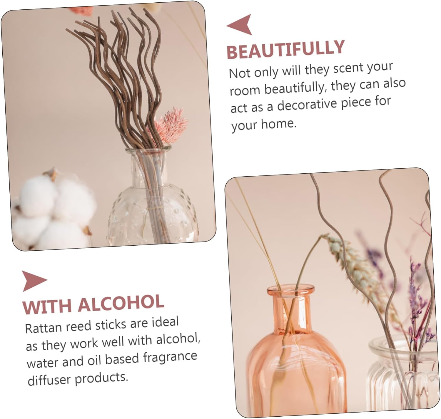 Cabilock 40pcs Wicker Diffuser Sticks for Aromatherapy