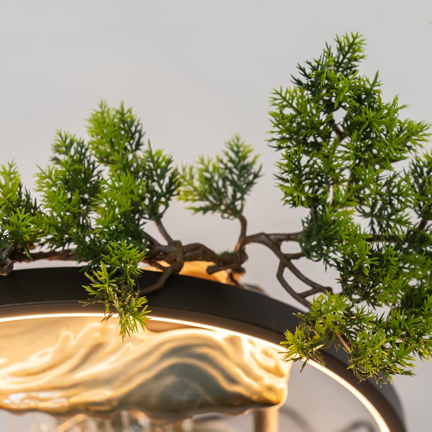 Tabletop Water Fountain with Mist and LED for Meditation