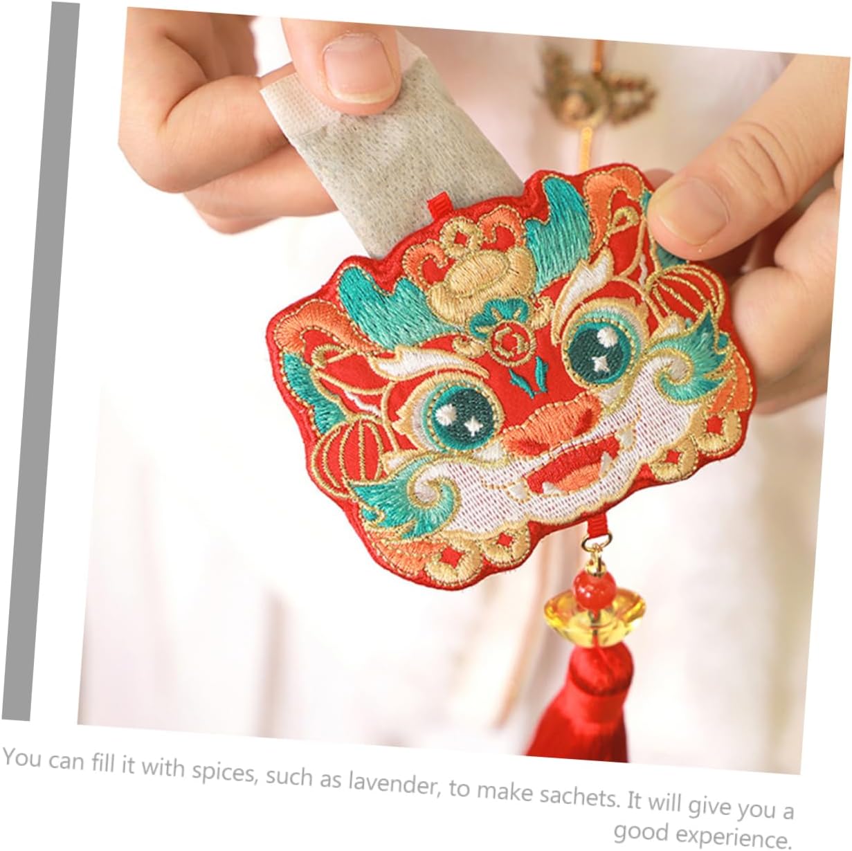 Lavender Scent Sachet Bag with Chinese Dragon Pattern for Clothing Storage