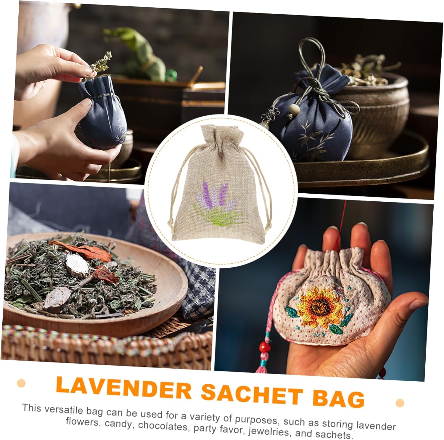 VICASKY 10 Pack Lavender Sachet Bags Drawstring Refillable Empty Fragrance Pouches