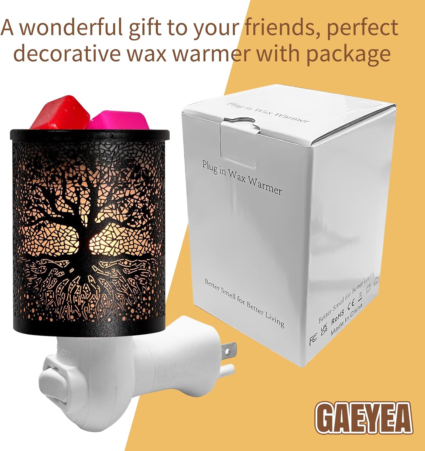 GaeYea Metal Wax Melts Warmer with Night Light and Removable Dish