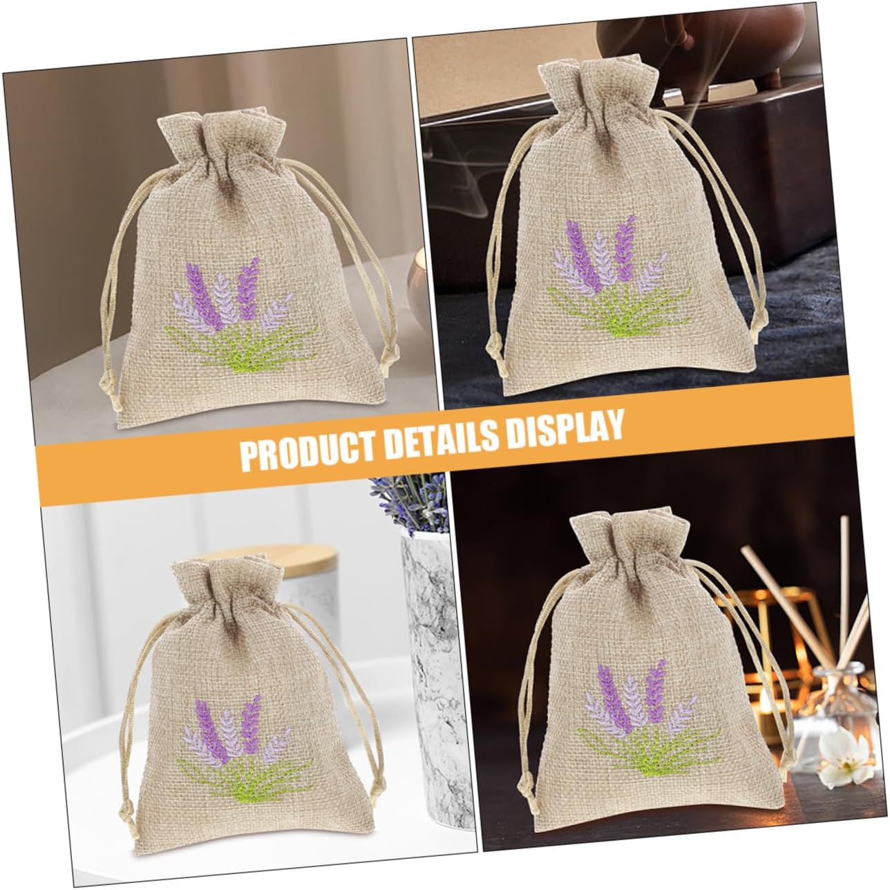 Sosoport 20pcs Lavender Sachet Bags Mini Embroidered Storage Drawstring Pouches